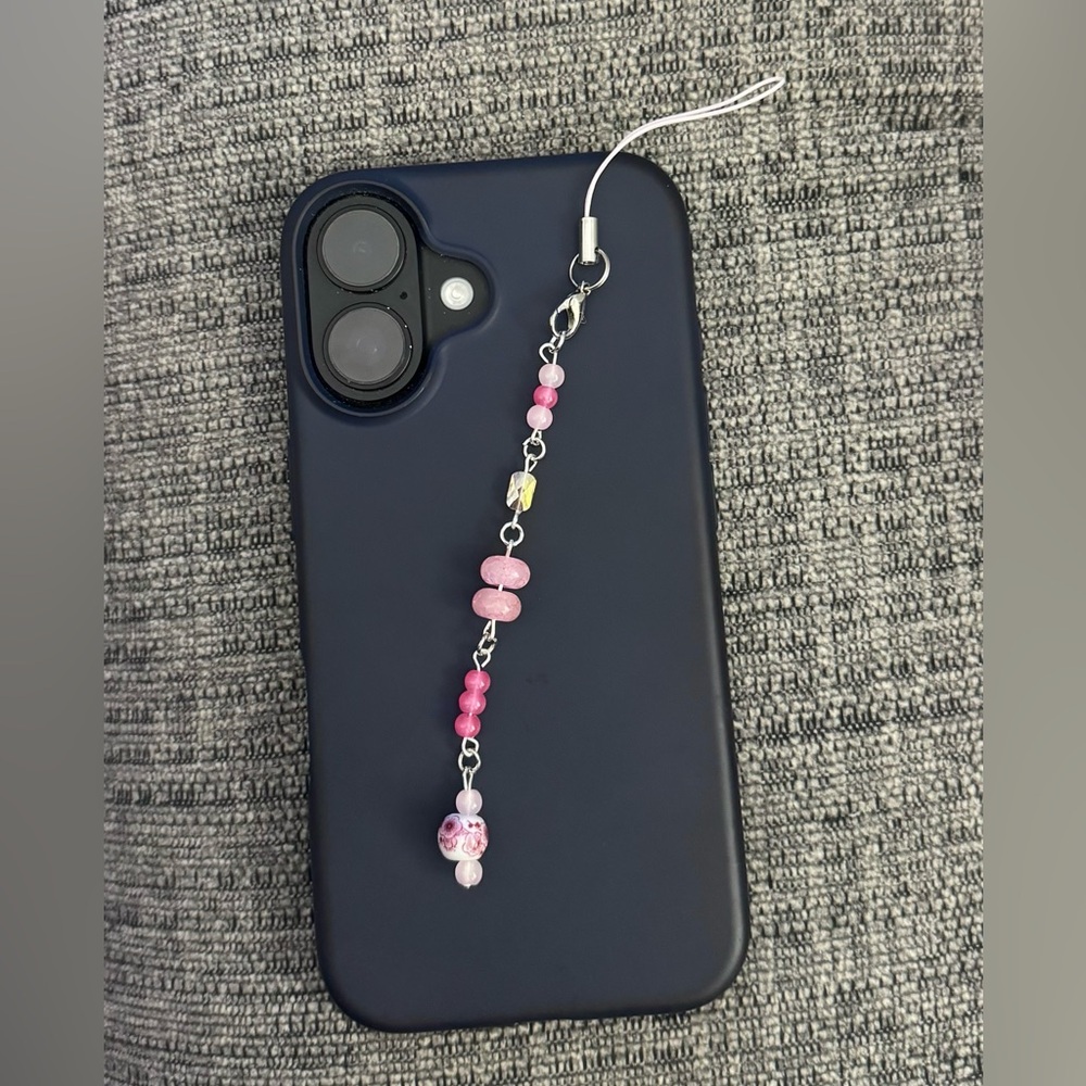 Elegant Pink Handmade Beaded Phone Charm